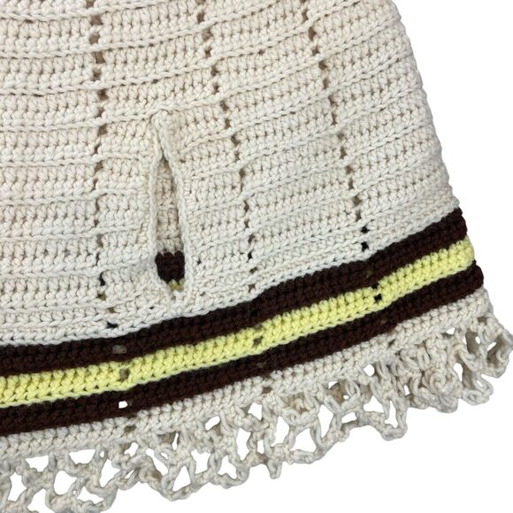 Vintage 1970s Boho Hand Knit Crochet Shawl Cape Hippie Grandma Core - Picture 6 of 16